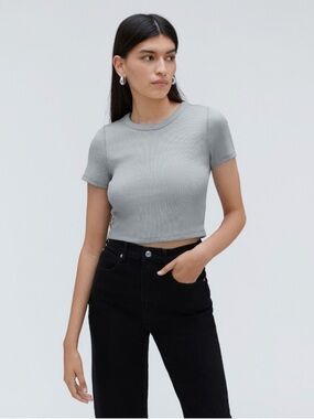 Everlane Light Blue Ribbed Short Sleeve Tee Size Small